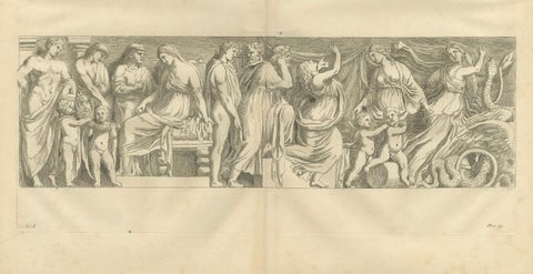 Monumental Classical Relief Scene, Montfaucon Antiquity Explained Engraving 1721, close-up 2
