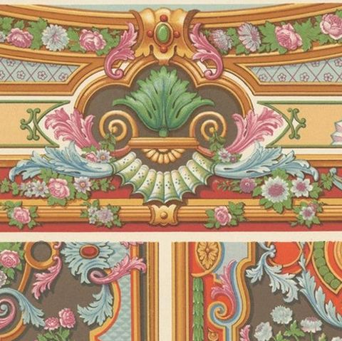 Pl. 88 Antique Print of XVIIIth Century Ornaments by Racinet, circa 1890, close-up 1