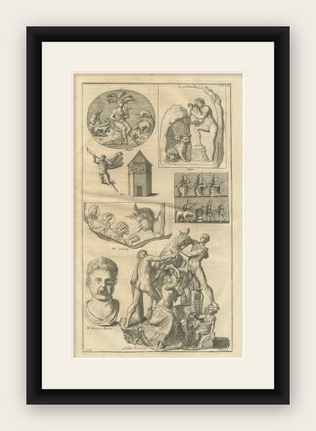 Monumental Classical Sculpture Studies, Montfaucon Antiquity Explained, 1721, shown framed