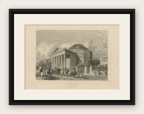 Antique Print of the London Colosseum, c.1840, shown framed