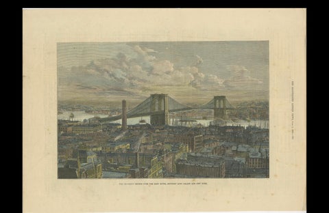 The Brooklyn Bridge Over the East River, Between Long Island and New York, 1883, close-up 4