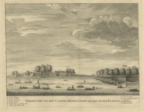 Antique Print of the Castle of Batavia, Capital of the Dutch East Indies, 1726, view 4
