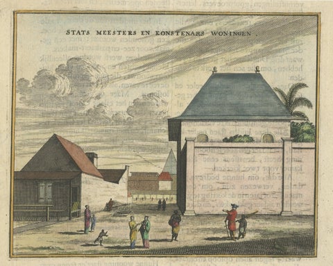 Antique Print of Government Houses in Batavia (Jakarta), Indonesia, 1682, close-up 1