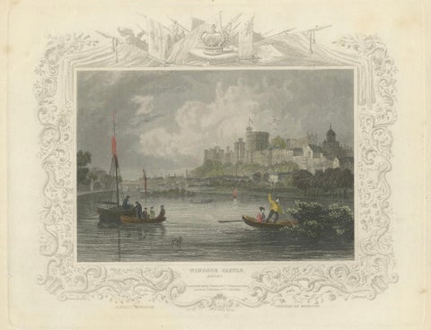 Antique engraving of Windsor Castle on the Thames, Berkshire, Tombleson, c.1832, close-up 6
