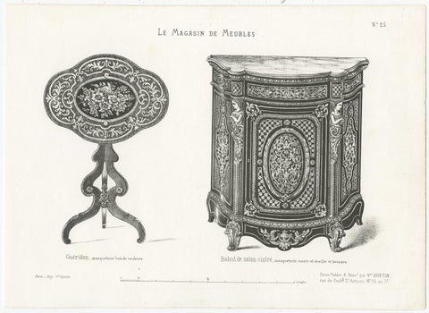 Set of 4 Antique Furniture Prints of Bahuts and Étagères by Quetin, circa 1860, view 2