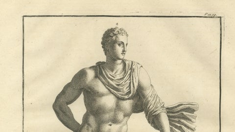Meleager and the Calydonian Boar Antique Engraving, Montfaucon 1721, close-up 4
