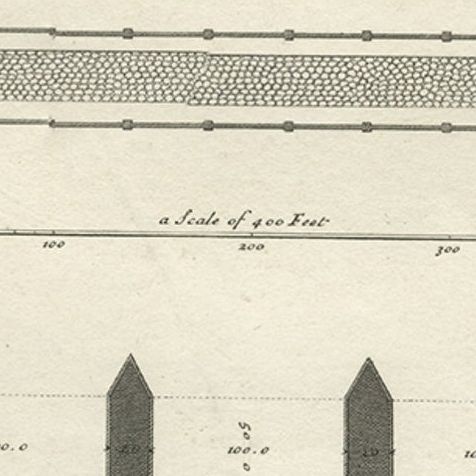 Antique Design for a New Bridge Across the Thames at Westminster, London, 1725, close-up 2