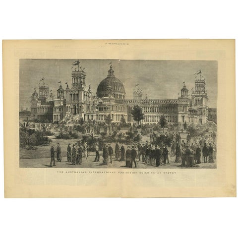 Antique Print of the Australian International Exhibition Building at Sydney 1879