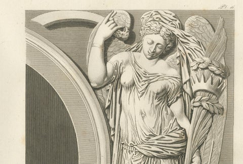 Antique Louvre Architectural Engravings Pair, French Neoclassical Reliefs, 1803, close-up 4