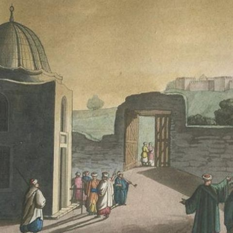 Antique Print of the Tomb of Jeremiah by Ferrario '1831', close-up 1