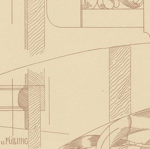 Pl. 36 Antique Print of Furniture Details by Kramer, circa 1910, close-up 2