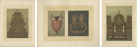 Monumental Bavarian Altar Design Triptych, Historicist Ornament, c. 1874, view 3