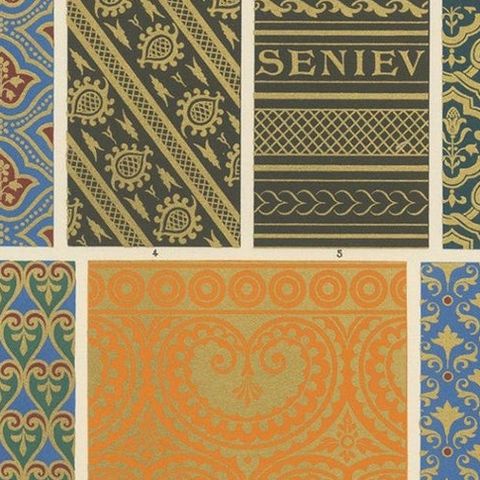 Pl. 47 Antique Print of Middle Ages Ornaments by Racinet, 'circa 1890', close-up 1