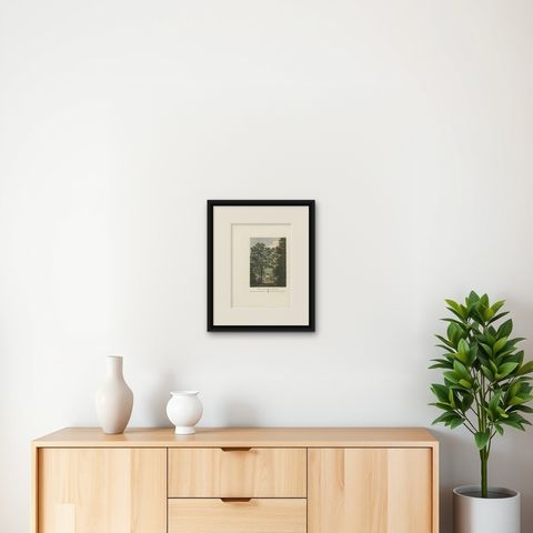 Antique Print of the Tomb of Morfontaine by Laborde, 1808, shown framed on a wall, true to size