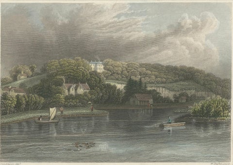Antique engraving of Hedsor on the Thames, Lord Boston’s estate, Tombleson, 1832, close-up 4