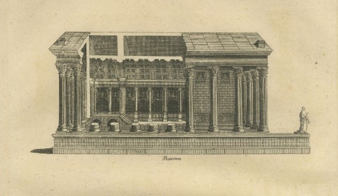 Monumental Roman Temple Architecture Engraving, Montfaucon 1721, close-up 2