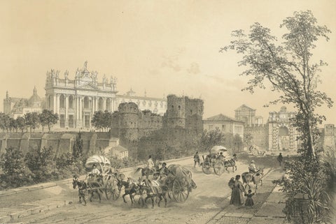 Basilica of San Giovanni in Laterano, Rome, Benoist 1869 Lithograph, close-up 2
