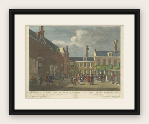 Antique Print of the West India House in Amsterdam, Netherlands, C.1780, shown framed