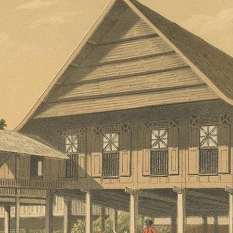 Antique Print of a House in Makassar by M.T.H. Perelaer, 1888, close-up 2