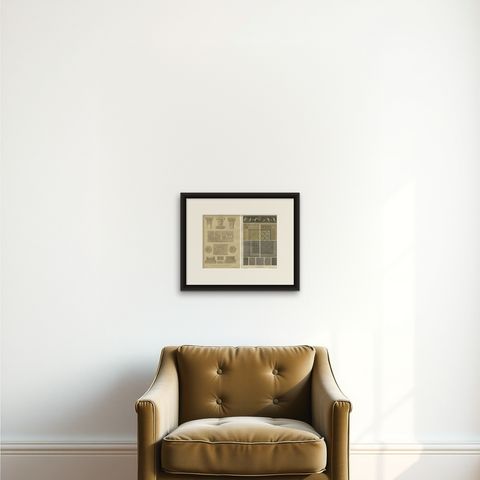 Antique Roman Architectural and Mosaic Ornament Prints, Published 1887, shown framed on a wall, true to size