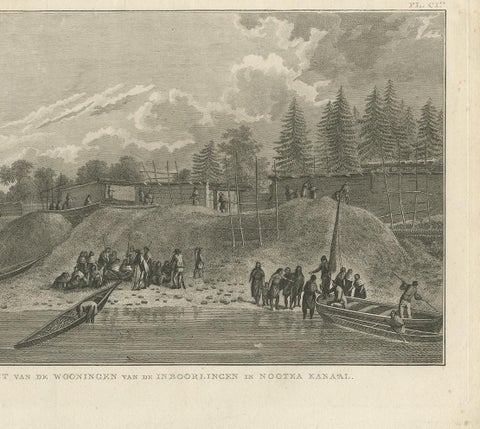 Antique Print of Houses in Nootka Channel by Cook, 1803, view 4