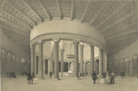 Interior of Santo Stefano Rotondo, Rome, Benoist 1869 Lithograph, close-up 2