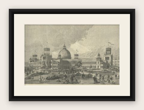 Old Print of the International Exhibition Building in Sydney, Australia, 1879, shown framed