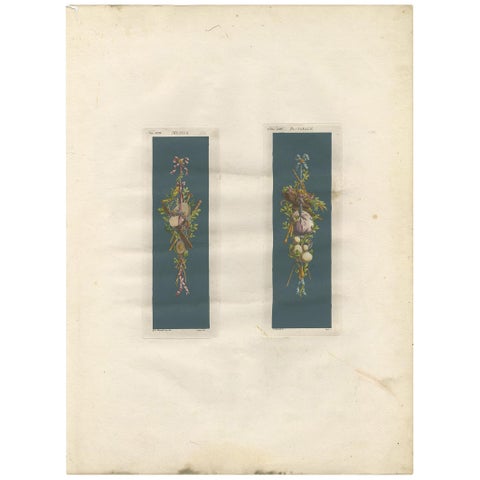 Antique Architecture Print of Ornaments 'Musica & Pastorale' by Albertolli