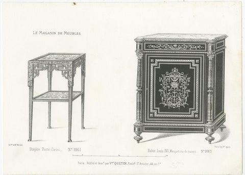 Set of 4 Antique Furniture Prints of Bahuts and Étagères by Quetin, circa 1860, view 4