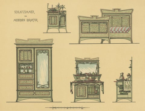 Pl. 30 Antique Print of Bedroom Furniture by Kramer 'circa 1910', view 2