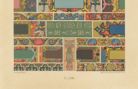 16th Century Renaissance Borders, Ornamental Panels, Plate LXXI, 1869, close-up 2