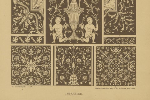 Italian Renaissance Inlay Work Designs from Ornamentenschatz, 1887, close-up 1