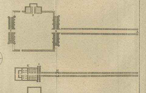 Temple of Jupiter in Thebes, Floor Plan and Gate Elevations, circa 1710, close-up 1