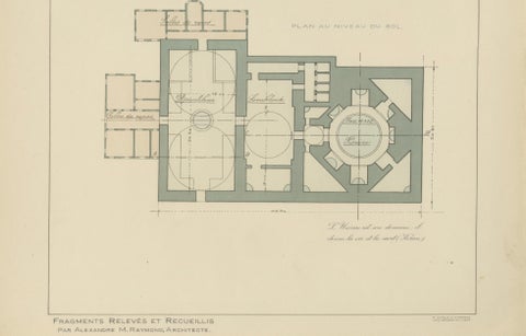 Pair of Ottoman Hammam Architectural Plans, Bursa Thermal Baths, Published 1924, close-up 3