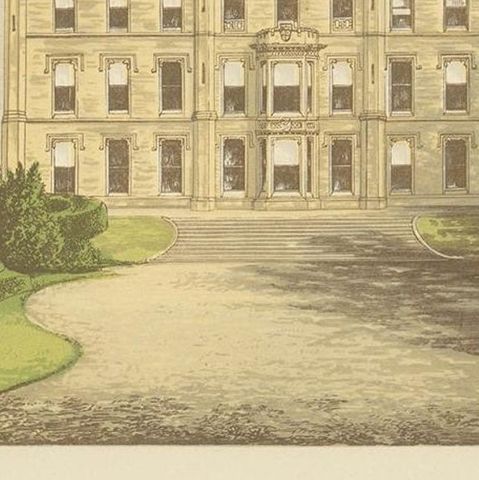 Antique Print of Elvaston Castle by Morris, 'circa 1880', close-up 2