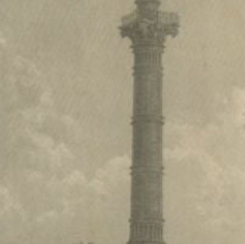 Antique Print of the July Column in Paris by Meyer, 1841, close-up 1
