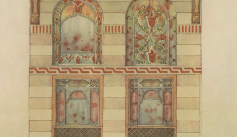 Antique Ottoman Stained Glass Window Design Print, Yenişehir, Anatolia, 1924, close-up 3