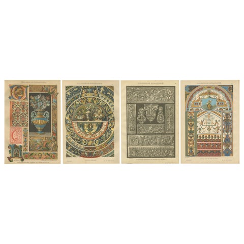 Set of Four Italian Renaissance Decorative Prints by H. Dolmetsch, 1887