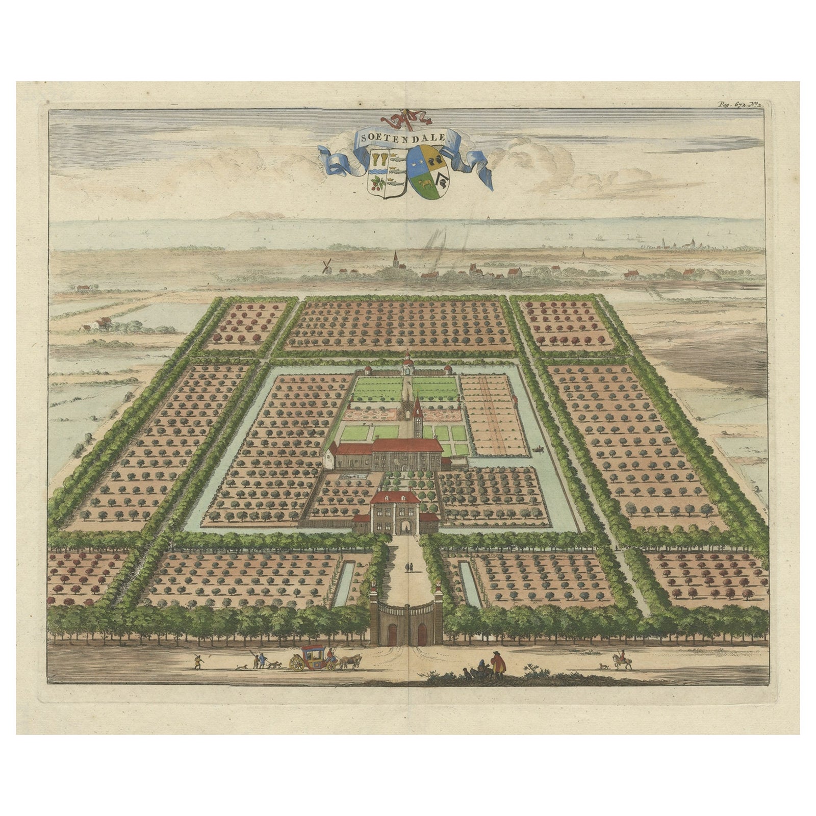 Print of the Soetendale Estate, Between Grijps and Serooskerke in Zeeland, 1696