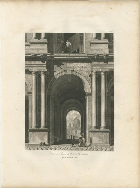 Antique French Architectural Engravings, Louvre Interior Arches Set of four 1803, view 6