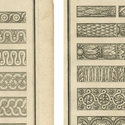 Set of Two Antique Architecture Prints of Various Ornaments by Neufforge, close-up 1