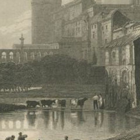 Antique Print of the Palace and Prison of Córdoba by Meyer, 1837, close-up 1