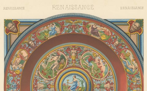 Renaissance Ceiling Ornament, Mythological Medallions & Grotesques, 1869, close-up 2