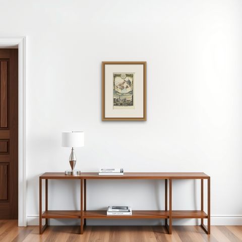 Antique Print of the Former City Hall of Amsterdam, circa 1760, shown framed on a wall, true to size
