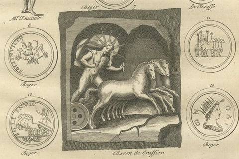 Pair of Classical Mythological Engravings, Montfaucon Antiquity Explained 1721, close-up 2
