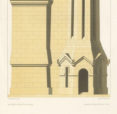 Antique Architecture Print of the Construction of a Bridge by Delarue, ca.1880, view 4
