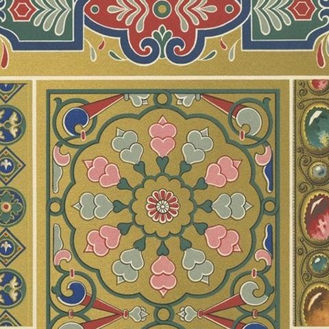 Antique Print of Byzantine Ornaments by Racinet, circa 1890, close-up 1
