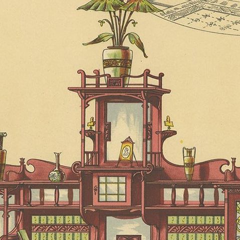 Pl. 49 Antique Print of Sofa Furniture by Kramer 'circa 1910', close-up 2
