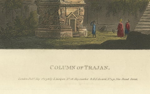 Column of Trajan, Rome, Original Hand-Colored Engraving, 1798, close-up 1