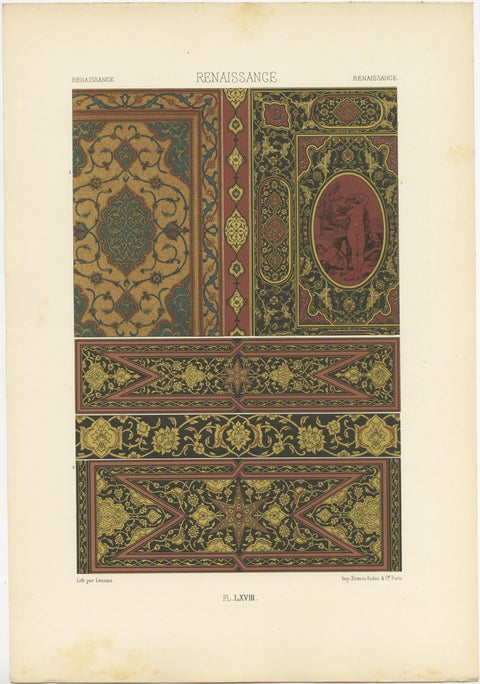 Pl. 68 Antique Print of Renaissance Ornaments by Racinet (c.1890), view 4